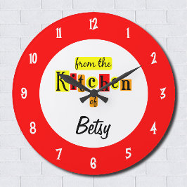 Aangepaste Retro Rode Klok 'Vanuit de Keuken Van'