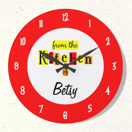 Aangepaste Retro Rode Klok 'Vanuit de Keuken Van'