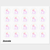 Aangepaste Retro Roller-schaats Roze Blauw Schilde Ronde Sticker (Vel)