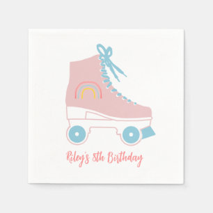 Aangepaste Retro Roller-schaats Roze Blauw Schilde Servet