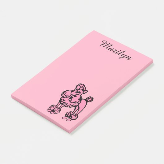 Aangepaste Retro Roze Franse poodle Post it Notes  (Schuin)
