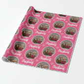 Aangepaste Retro Roze Prettig Kerstmis Eén Cirkel Cadeaupapier (Uitgerold)