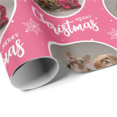 Aangepaste Retro Roze Prettig Kerstmis Eén Cirkel Cadeaupapier (Rol Hoek)