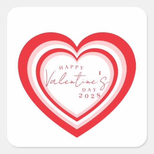 Aangepaste Retro Roze Rode Hart Valentijnsdag Vierkante Sticker (Voorkant)
