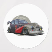 Aangepaste retro sciencefiction raceauto labels (Design 1)