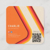 Aangepaste Retro Sinaasappel Pet Photo Social Medi Vierkante Visitekaartje (Achterkant)