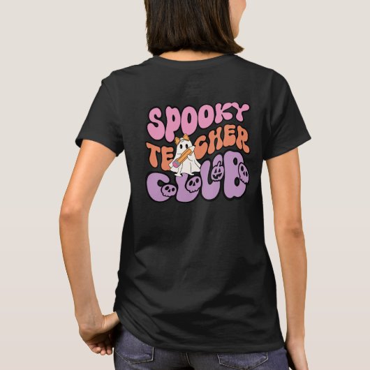 Aangepaste Retro Spooky Ghost Teacher Club T-shirt (Achterkant)
