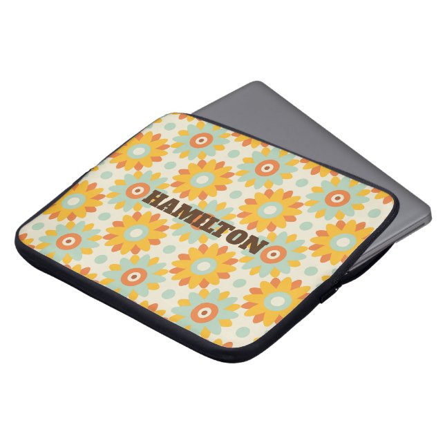 Aangepaste Retro stijl geometrisch patroon Laptop Sleeve (Voorkant top)