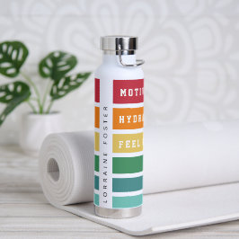 Aangepaste Retro Strepen Motiveer, Hydrateer, Voel Waterfles