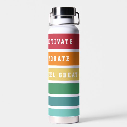 Aangepaste Retro Stripes Motivate, Hydrate, Voel g Waterfles (Achterkant)