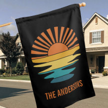 Aangepaste Retro Sunset familienaam Sign