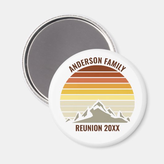 Aangepaste Retro Sunset Mountain Familie Reünie Pa Magneet (Voorkant / Achterkant)