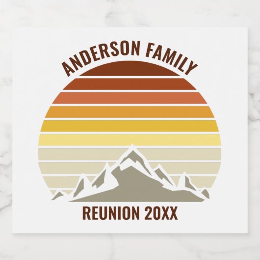 Aangepaste Retro Sunset Mountain Familie Reünie Pa Sparkling Wijnetiket (Enkel label)