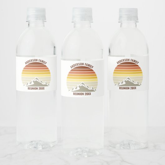 Aangepaste Retro Sunset Mountain Familie Reünie Pa Waterfles Etiket (Flessen)