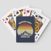 Aangepaste Retro Sunset Mountain Navy Blauw Pokerkaarten (Achterkant)