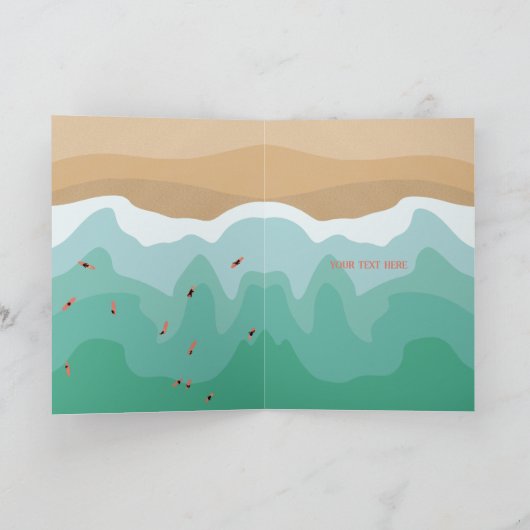 Aangepaste Retro Surfer Oceaan Verjaardag Kaart (Binnen)