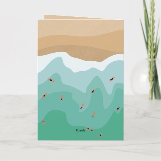 Aangepaste retro Surfer Ocean 60th Birthday Kaart (Achterkant)