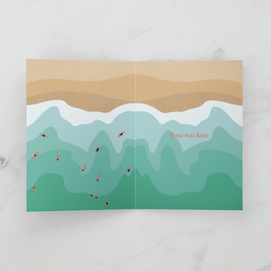 Aangepaste retro Surfer Ocean 60th Birthday Kaart (Binnen)