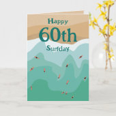 Aangepaste retro Surfer Ocean 60th Birthday Kaart (Gele Bloem)