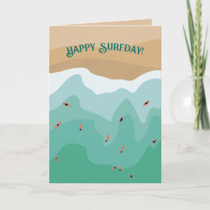 Aangepaste retro Surfer Ocean Birthday Kaart