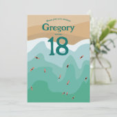 Aangepaste Retro Surfing Ocean 18e verjaardag Kaart (Staand voorkant)