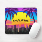 Aangepaste Retro Synthwave Palmboom Stads Muismat (Met muis)