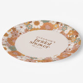 Aangepaste Retro Terracotta Boho Bloemige Bruidsdo Papieren Bordje (Gekanteld)