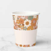 Aangepaste Retro Terracotta Boho Bloemige Bruiloft Papieren Bekers (Achterkant)
