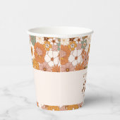 Aangepaste Retro Terracotta Boho Bloemige Bruiloft Papieren Bekers (Rechts)