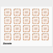 Aangepaste Retro Terracotta Boho Bloemige Bruiloft Vierkante Sticker (Vel)