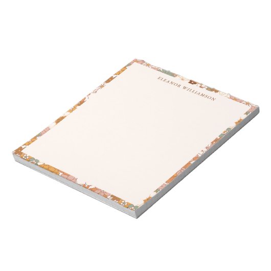 Aangepaste Retro Terracotta Boho Bloemrijke Bruilo Notitieblok (Linkerzijde)