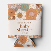 Aangepaste Retro Terracotta Boho Floral Baby showe Blikjeskoeler (Voorkant)