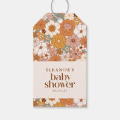 Aangepaste Retro Terracotta Boho Floral Baby showe Cadeaulabel (Voorkant)