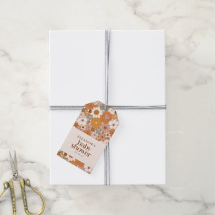 Aangepaste Retro Terracotta Boho Floral Baby showe Cadeaulabel