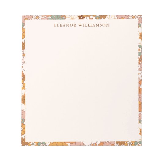 Aangepaste Retro Terracotta Boho Floral Vrijgezell Notitieblok (Voorkant)