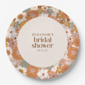 Aangepaste Retro Terracotta Boho Floral Vrijgezell Papieren Bordje (Voorkant)