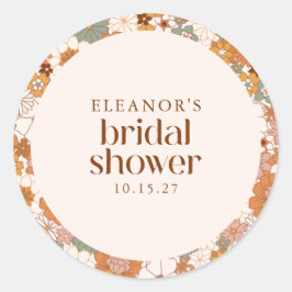 Aangepaste Retro Terracotta Boho Floral Vrijgezell Ronde Sticker