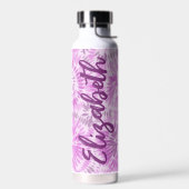 Aangepaste Retro Tie Dye Magenta Monogram Waterfles (Links)