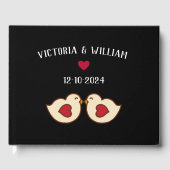 Aangepaste Retro Tortelduifjes Bruiloft Gastenboek (Voorkant)