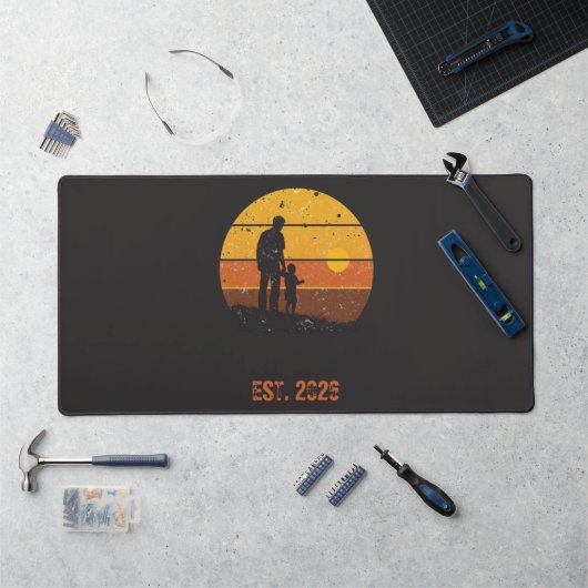 Aangepaste Retro Vaderdag Zonsondergang Silhouet Bureaumat (Werkstation)