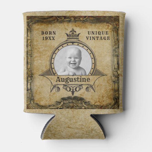 Aangepaste  retro van het sjabloon voor geboorteda blikjeskoeler (Voorkant)