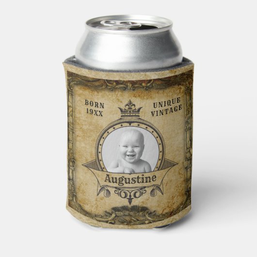 Aangepaste  retro van het sjabloon voor geboorteda blikjeskoeler (Blikje Achterkant)