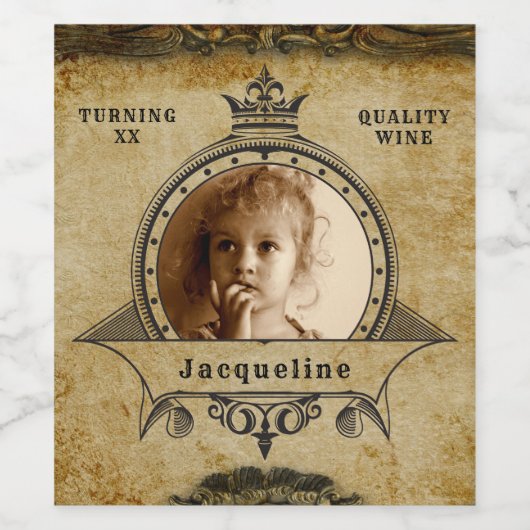 Aangepaste retro van het sjabloon voor geboorteda wijn etiket (Enkel label)