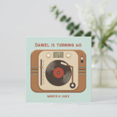 Aangepaste Retro Vinyl Feest Dank Je Kaart (Staand voorkant)