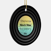 Aangepaste Retro Vinyl Gold Disco Light Keepomwill Keramisch Ornament (Rechts)