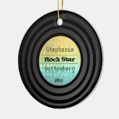 Aangepaste Retro Vinyl Gold Disco Light Keepomwill Keramisch Ornament (Links)