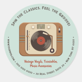 Aangepaste Retro Vinyl Platenspeler Zakelijke Stic Ronde Sticker