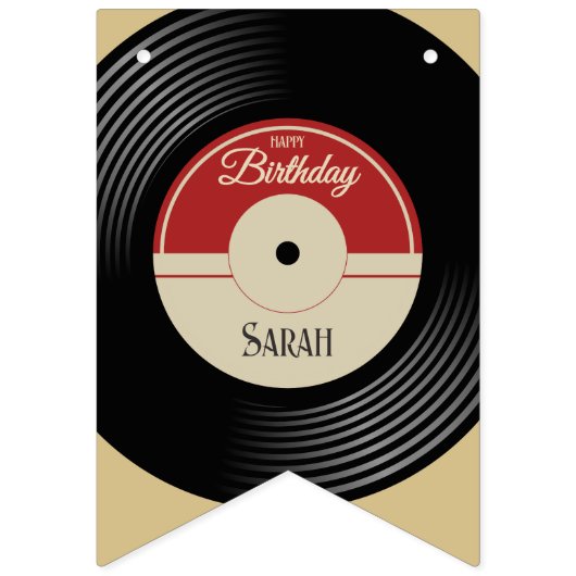 Aangepaste Retro Vinyl Record Bunting Flags Vlaggetjes (Eerste vlag)