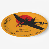 Aangepaste Retro Vliegende Heks Halloween Papier B Papieren Bordje (Gekanteld)