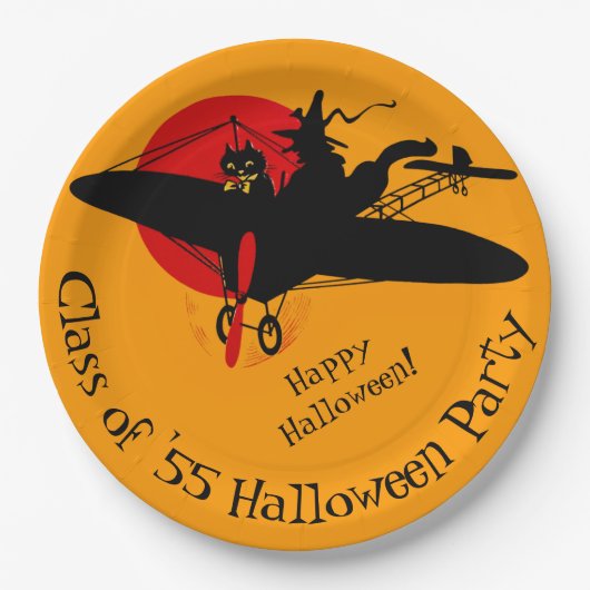 Aangepaste Retro Vliegende Heks Halloween Papier B Papieren Bordje (Voorkant)